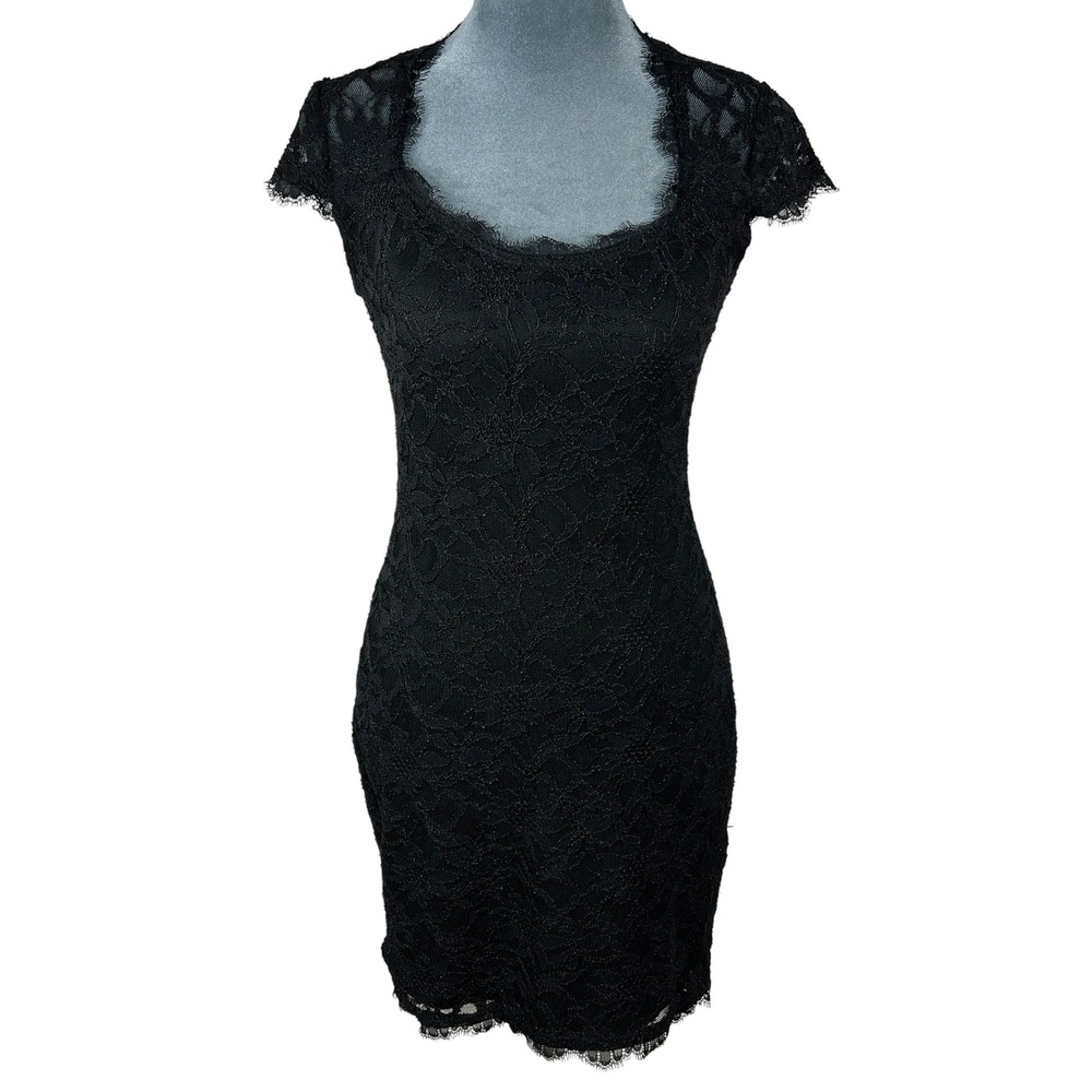 Jump Apparel Lace Dress 1/2 Black Vtg Y2K USA Open Back Coquette Whimsigoth